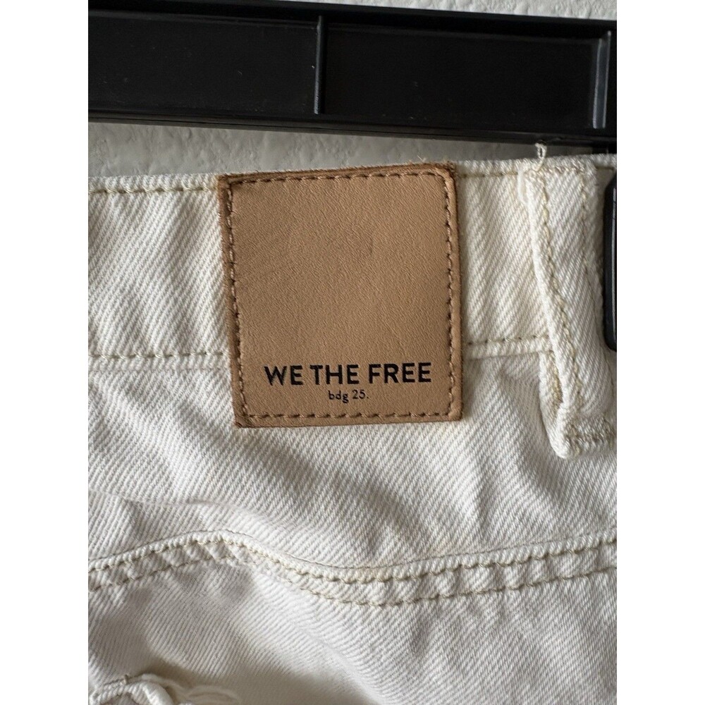 We the Free People Women's Denim White Distressed Mini Skirt Size 26 - Picture 4 of 5